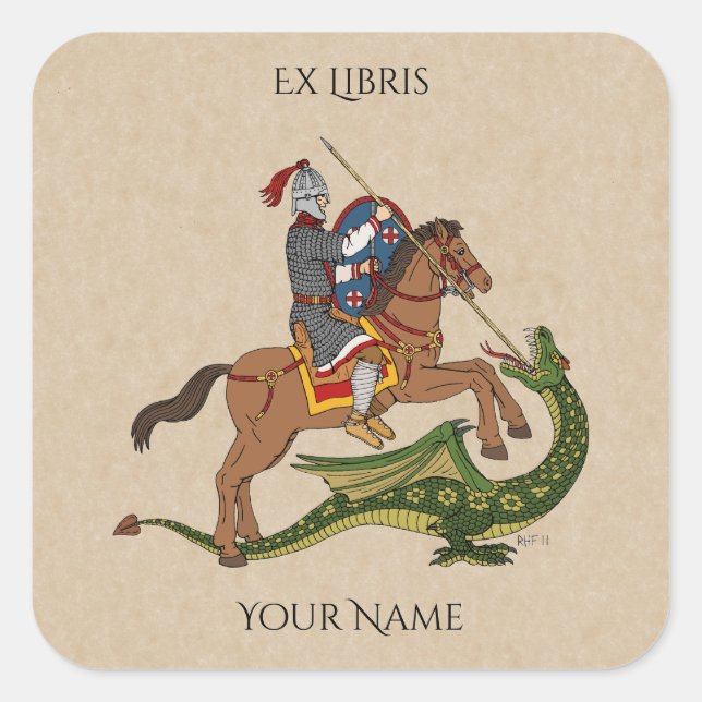 Roman Saint George and the Dragon Bookplate (Front)