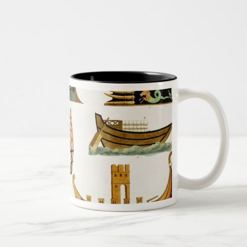 Roman Ships with details of figureheads plate 23 Two_Tone Coffee Mug
