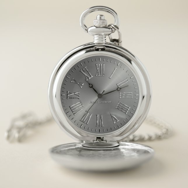 Roman Signature Silver Pocket Watch (Inside)