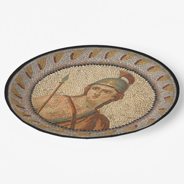 Roman Soldier Mosaic Paper Plates (Angled)