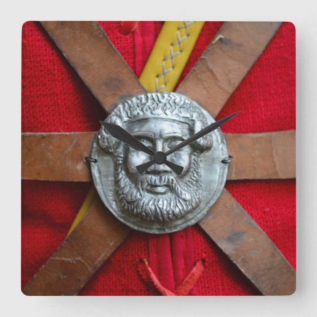 Roman soldier uniform Jupiter god medallion metal Square Wall Clock (Front)