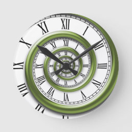 Roman Spiral -Green Round Clock