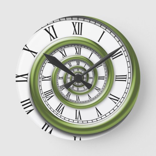 Roman Spiral _Green Round Clock