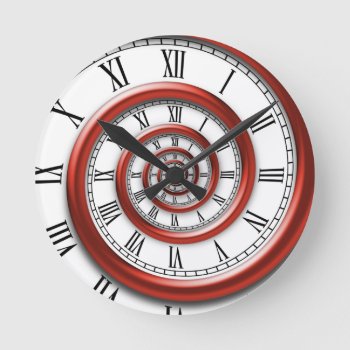 Roman Spiral - Red Round Clock by kbilltv at Zazzle