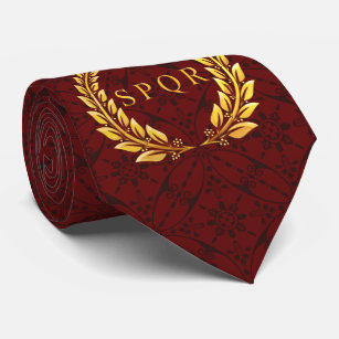 Roman SPQR Laurel Tie with Mosaic Pattern