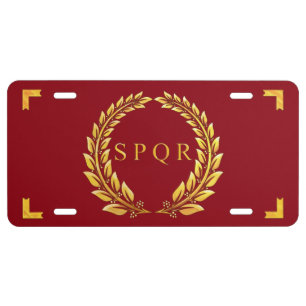 Roman SPQR Laurel Vexilla License Plate
