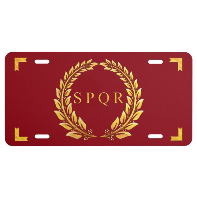 Roman SPQR Laurel Vexilla License Plate (Front)