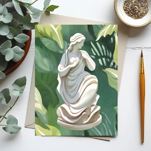 Roman Statue Watercolor Botanical Painting Postcard