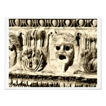 Roman Stone With Carved Drama Faces Photo Print