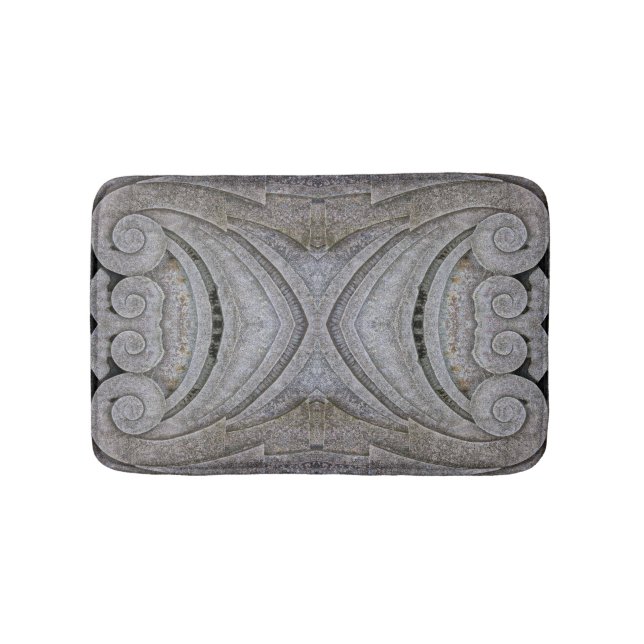 Roman Style Carved Stone Scrolls Shell Shapes Bath Mat (Front)