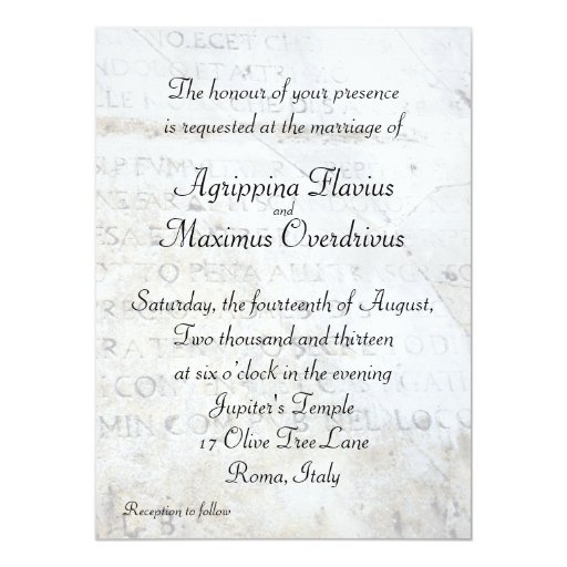 Roman Wedding Invitations 1