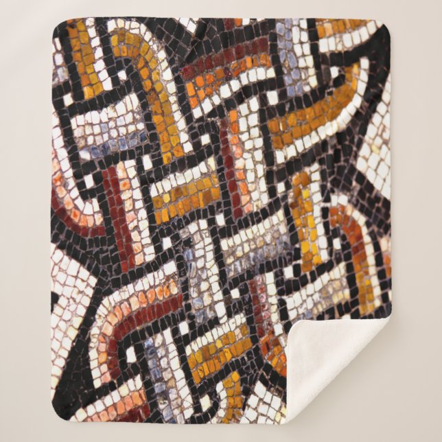 Roman Tile Mosaic Sherpa Blanket (Front)