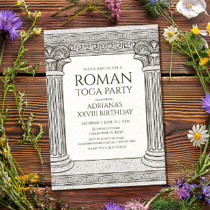 Roman Toga Party Invitation with elegant columns