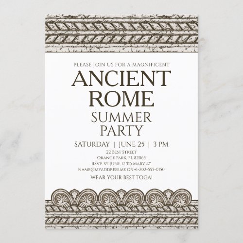Roman Toga Party Invitation with stone elements