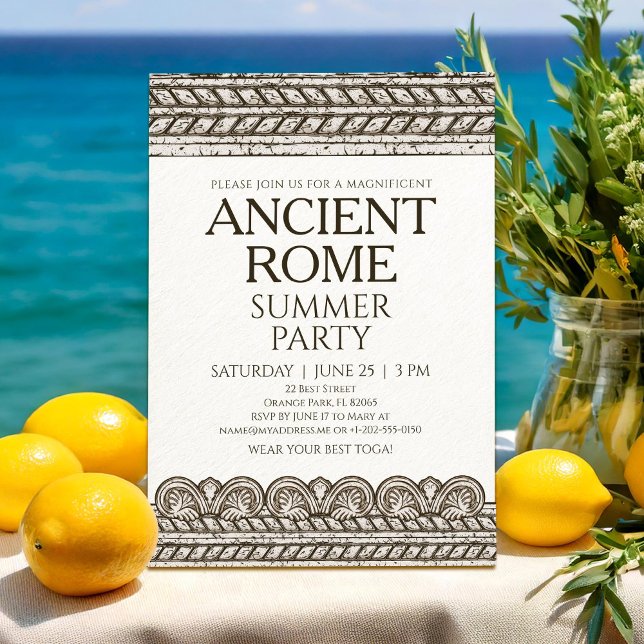 Roman Toga Party Invitation with stone elements (Creator Uploaded)