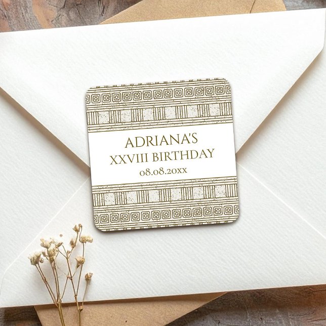 Roman Toga Party with elegant temple columns Square Sticker (Creator Uploaded)