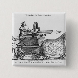 Roman war machine for firing javelins pinback button