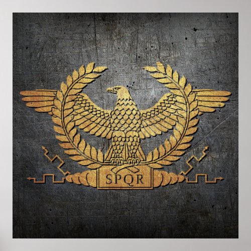Roman Weathered Gold Eagle on Iron Poster