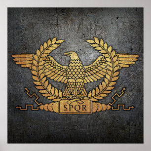 Roman Weathered Gold Eagle on Iron Poster