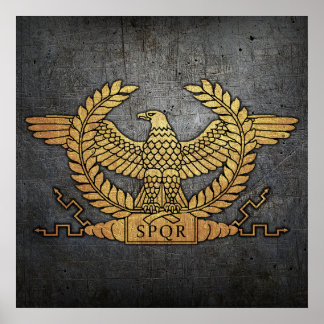 Roman Weathered Gold Eagle on Iron Poster