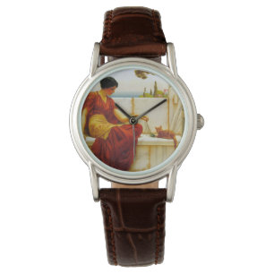 Roman Woman Playing with her Favorite Cat Watch
