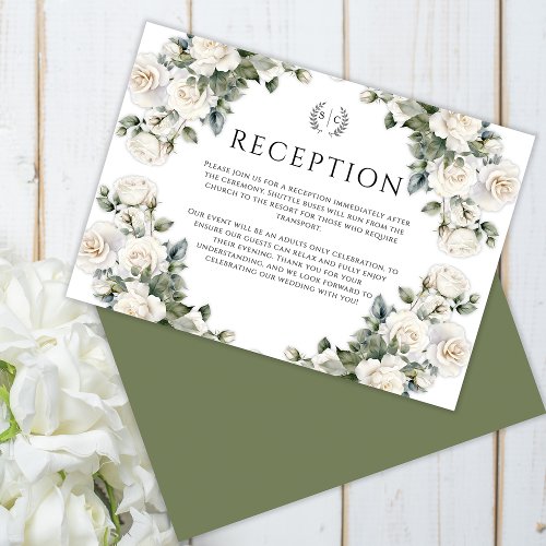 Romance and Roses Garden Wedding Reception Enclosure Card