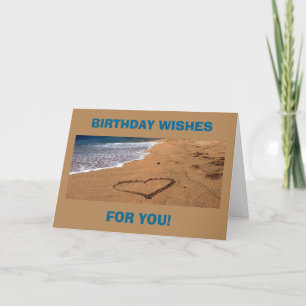 ROMANCE AND THE BEACH WITH HEART FOR YOUR BIRTHDAY CARD