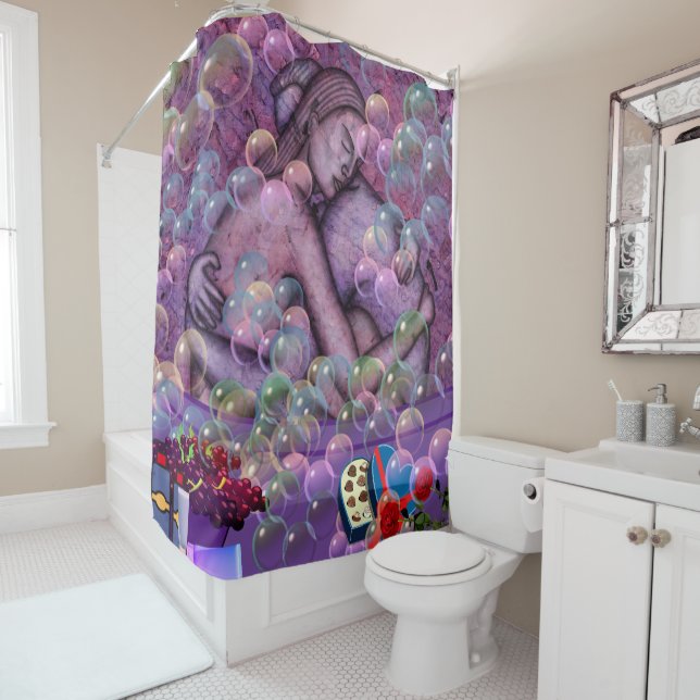 Romance -  Bath Bubbles Abstract Shower Curtain (In Situ)