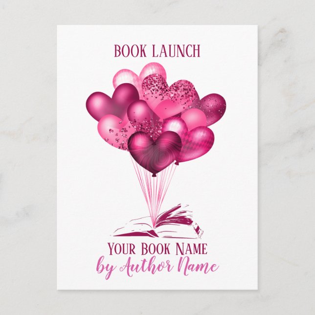 Romance Book Launch Party Postcard Invitation (Front)