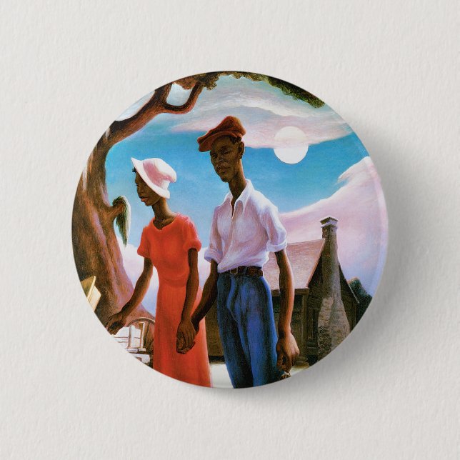 Romance by Thomas Hart Benton Pinback Button (Front)