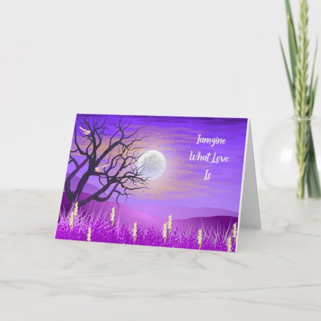 Romance Card with Purple Landscape & Moon (Front)