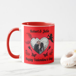 Romance Cute Red Heart Cupid Photo Valentines Day Mug