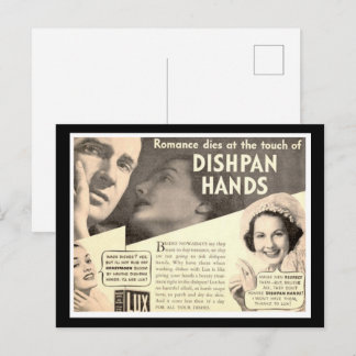 Romance Dies at the Touch of DISHPAN HANDS Postcard