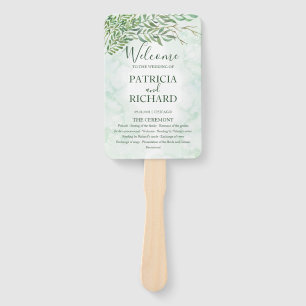 Romance Greenery Wedding Wedding Program Hand Fan