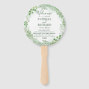 Romance Greenery Wedding Wedding Round Program Hand Fan