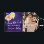 Romance In Bloom Wedding Save the Date Gift Tags<br><div class="desc">This collection features a moody midnight blue background with trendy typography and floral accents. Easily personalize the design with your wording to make these save the date cards totally unique to your special day.</div>