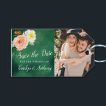 Romance In Bloom Wedding Save the Date Gift Tags<br><div class="desc">This collection features a moody emerald green background with trendy typography and floral accents. Easily personalize the design with your wording to make these save the date tags totally unique to your special day.</div>