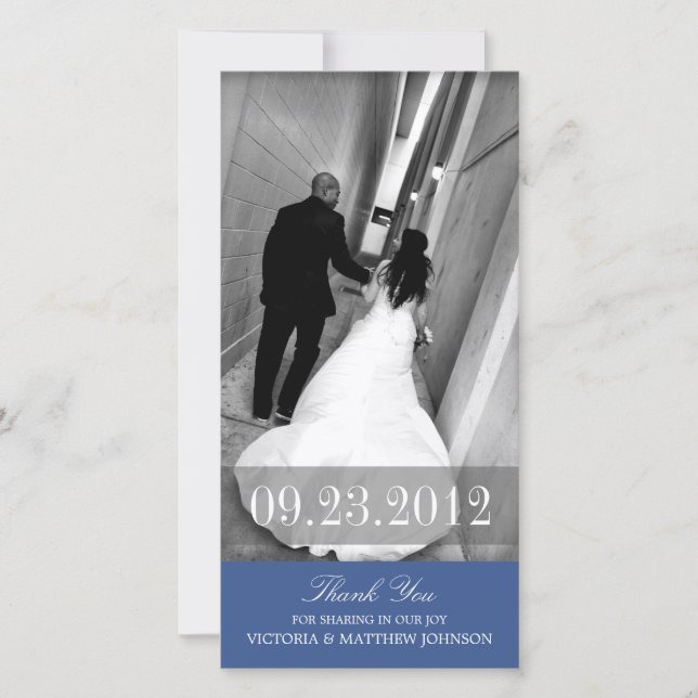 ROMANCE IN NAVY BLUE | WEDDING THANK YOU CARD (Front)