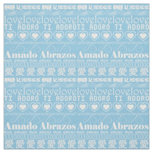 Romance Language White on Blue RLTL Fabric