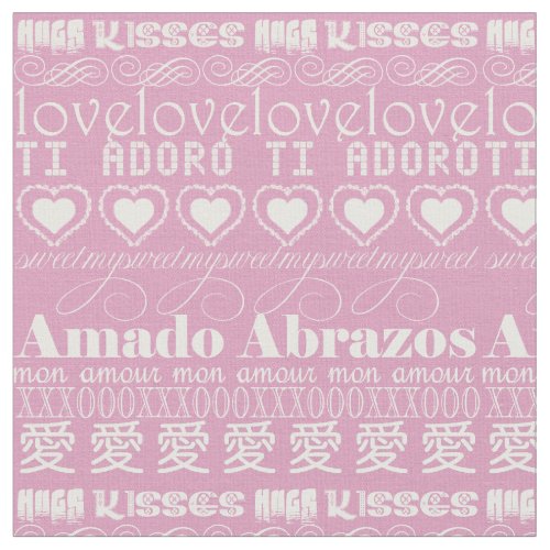 Romance Language White on Pink RLTL Fabric