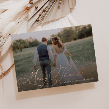 Romance Many Thanks Wedding Foil Thank You Card by FINEandDANDY at Zazzle