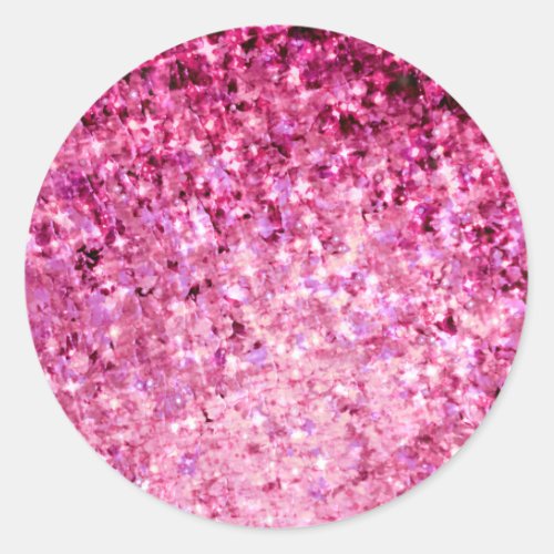 ROMANCE ME Pretty Pink Purple Stars Ombre Painting Classic Round Sticker