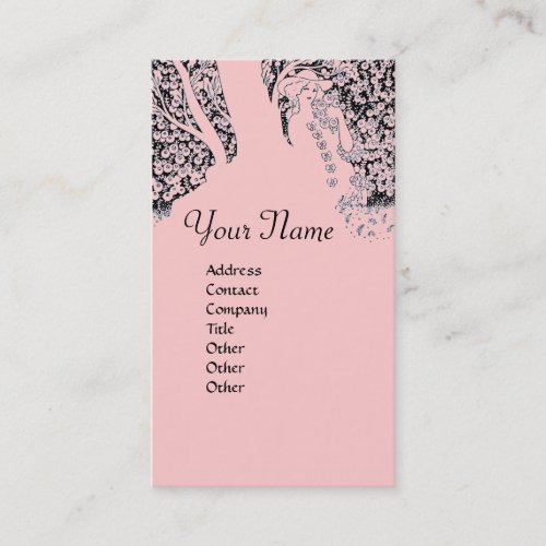 ROMANCE  MONOGRAM  black and pink Business Card