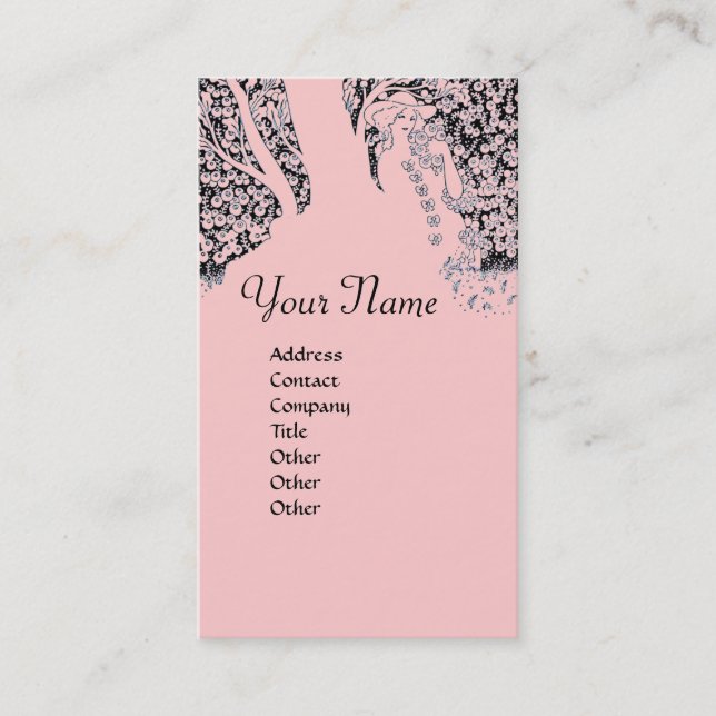ROMANCE  MONOGRAM , black and pink Business Card (Front)