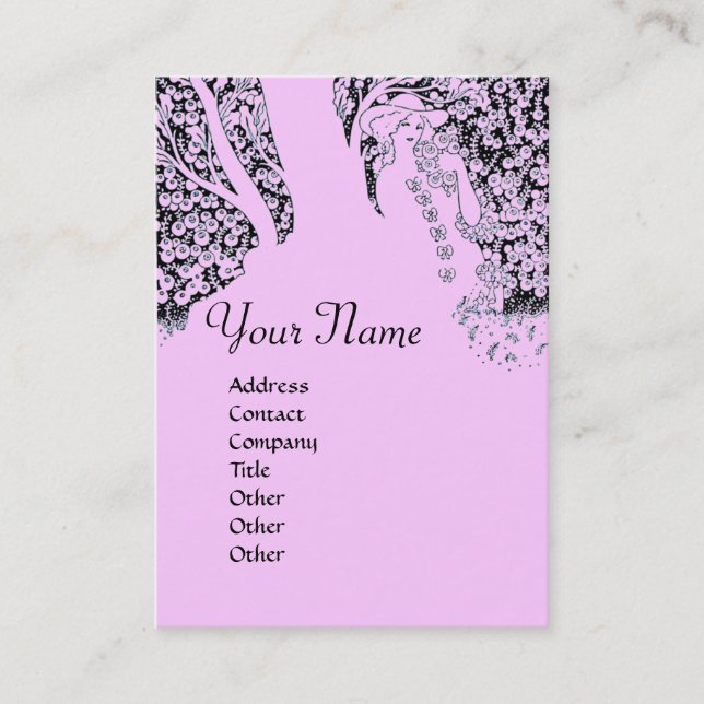 ROMANCE  MONOGRAM , black and pink Business Card (Front)