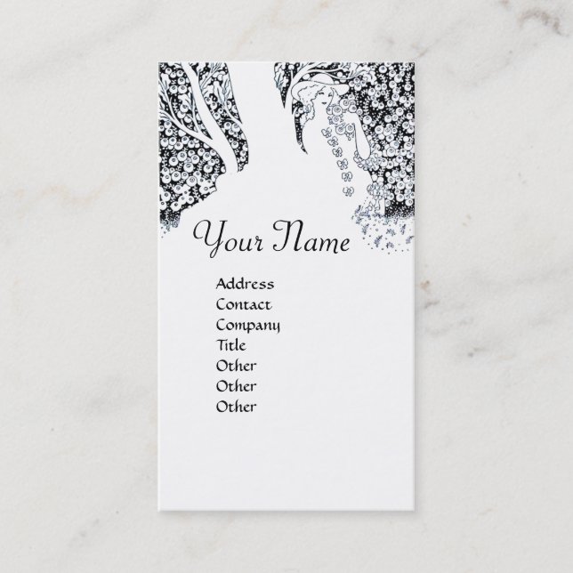 ROMANCE  MONOGRAM , black and white Business Card (Front)