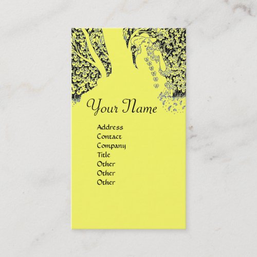 ROMANCE  MONOGRAM  black and yellow Business Card