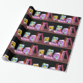 Jane Austen and antique bookshelf Wrapping Paper