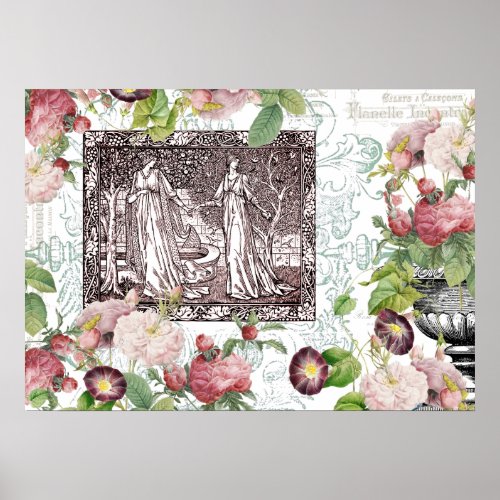 ROMANCE OF A ROSE MAIDENS PRINT OR DECOUPAGE PAPER