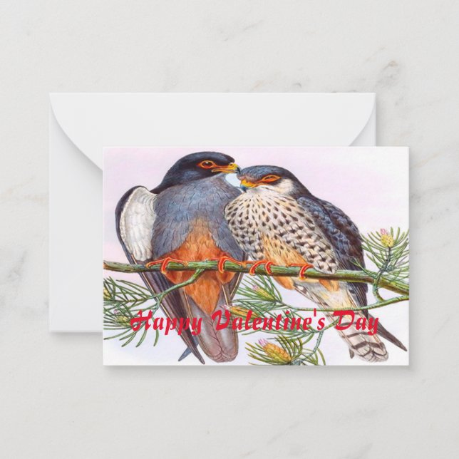 Romance Of Bird When Valentine's Day Note Card (Front)